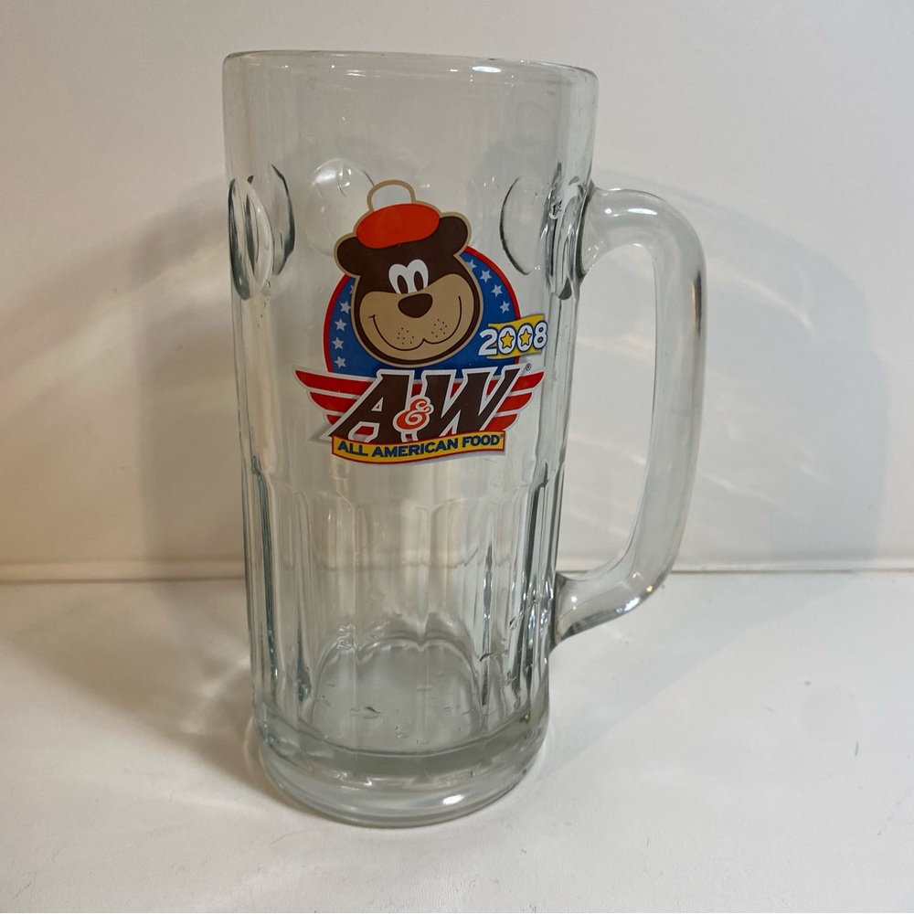 A&W All American Food Root Beer Clear Glass Logo Mug 2008